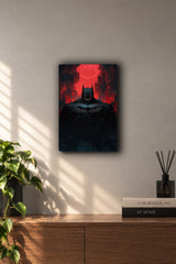 Batman Red Gotham Metal Duvar Tablosu