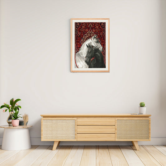 Etnik Desenli At Çerçeveli Kanvas Tablo