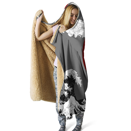 Japanese Wave Kapüşonlu Battaniye