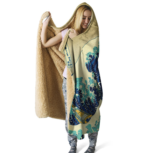 The Great Wave - Büyük Dalga Kapüşonlu Battaniye