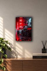 Toyota Supra MK5 Cyber Red Neon Nights Metal Duvar Tablosu
