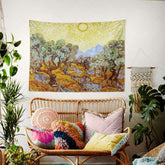 WALLHANG | Olive Trees with Yellow Sky and Sun | Duvar Örtüsü | wallhang.com.tr