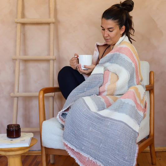 Lucilla %100 Pamuklu Tv Battaniyesi | Throw | Diz Battaniyesi | 130X170 CM