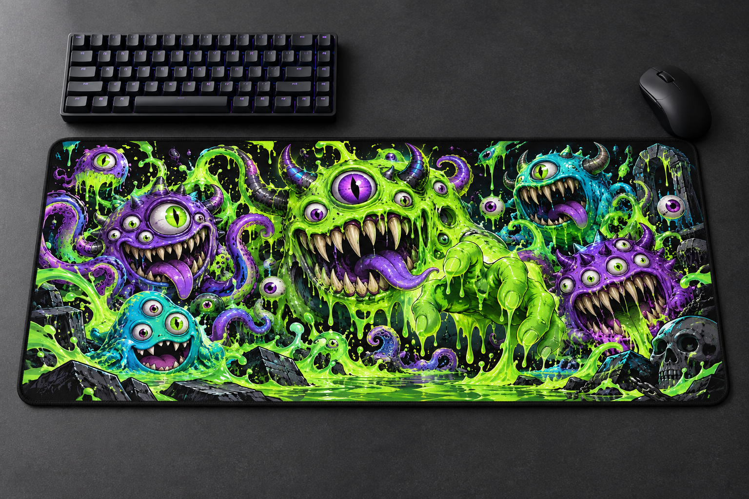 Neon Slime Canavarlar Oyuncu Mouse Pad
