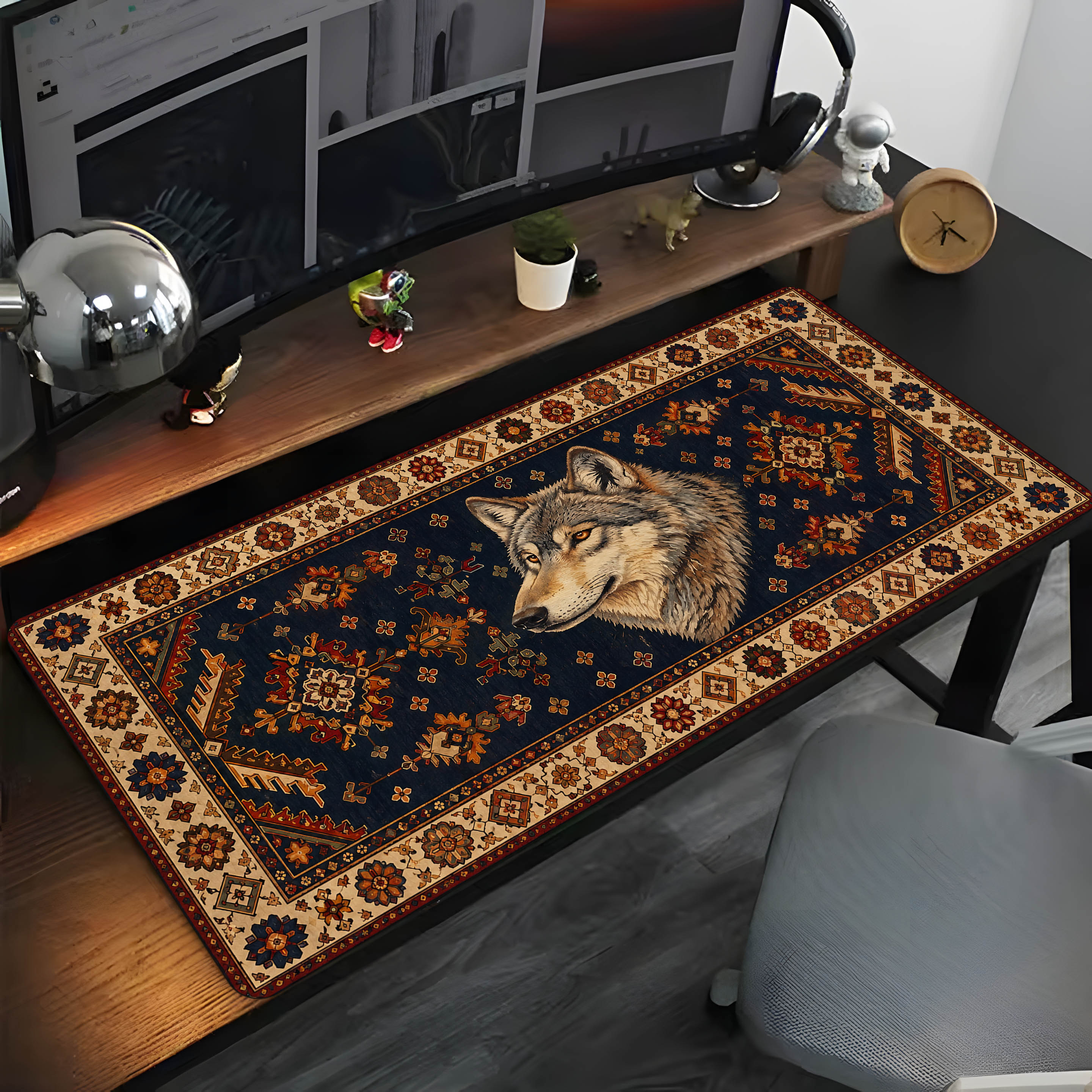 Bozkırın Ruhu: Kurt Motifli Geleneksel Mouse Pad