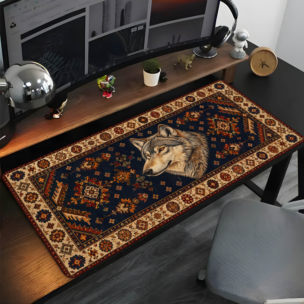Bozkırın Ruhu: Kurt Motifli Geleneksel Mouse Pad
