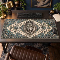 Kral Aslan Turkuaz Halı Desenli Mouse Pad