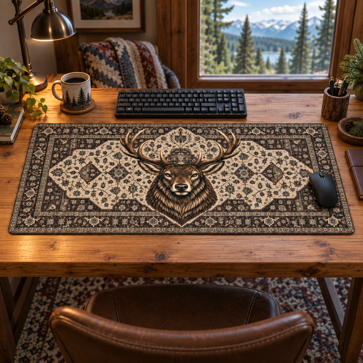 Geyik Vintage Halı Desenli Mouse Pad