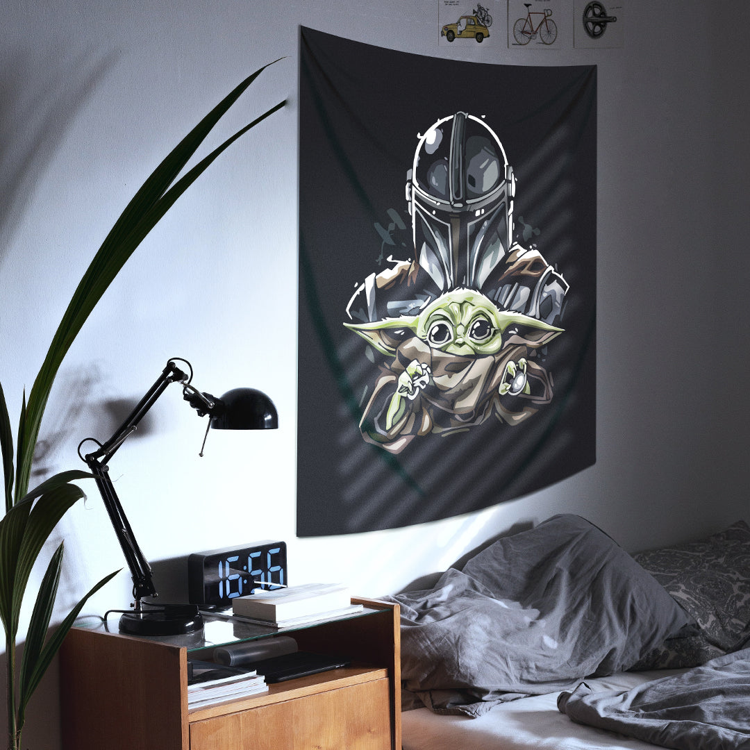 Mandalorian & Baby Yoda Duvar Örtüsü