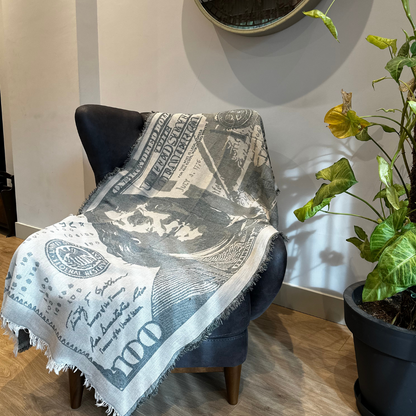 Benjamin Franklin Cotton Woven Blanket-180x100cm 