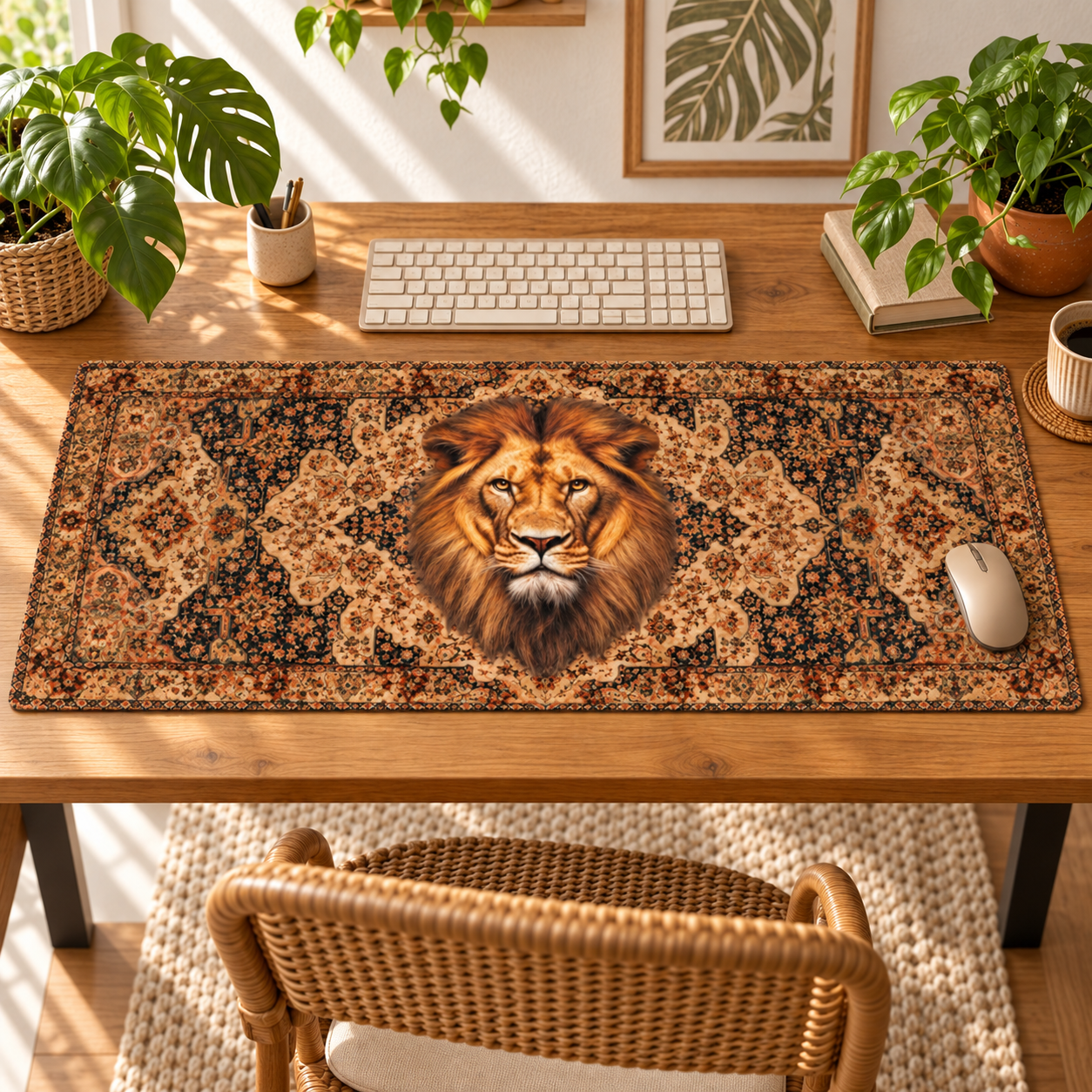 Aslan Vintage Halı Desenli Mouse Pad