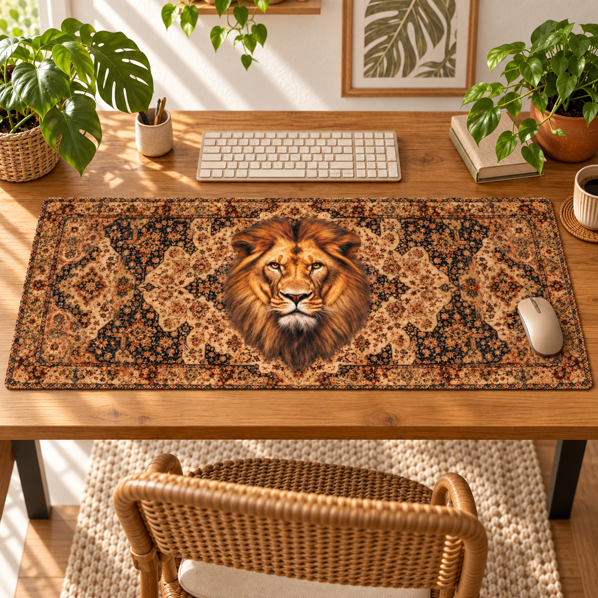 Aslan Vintage Halı Desenli Mouse Pad