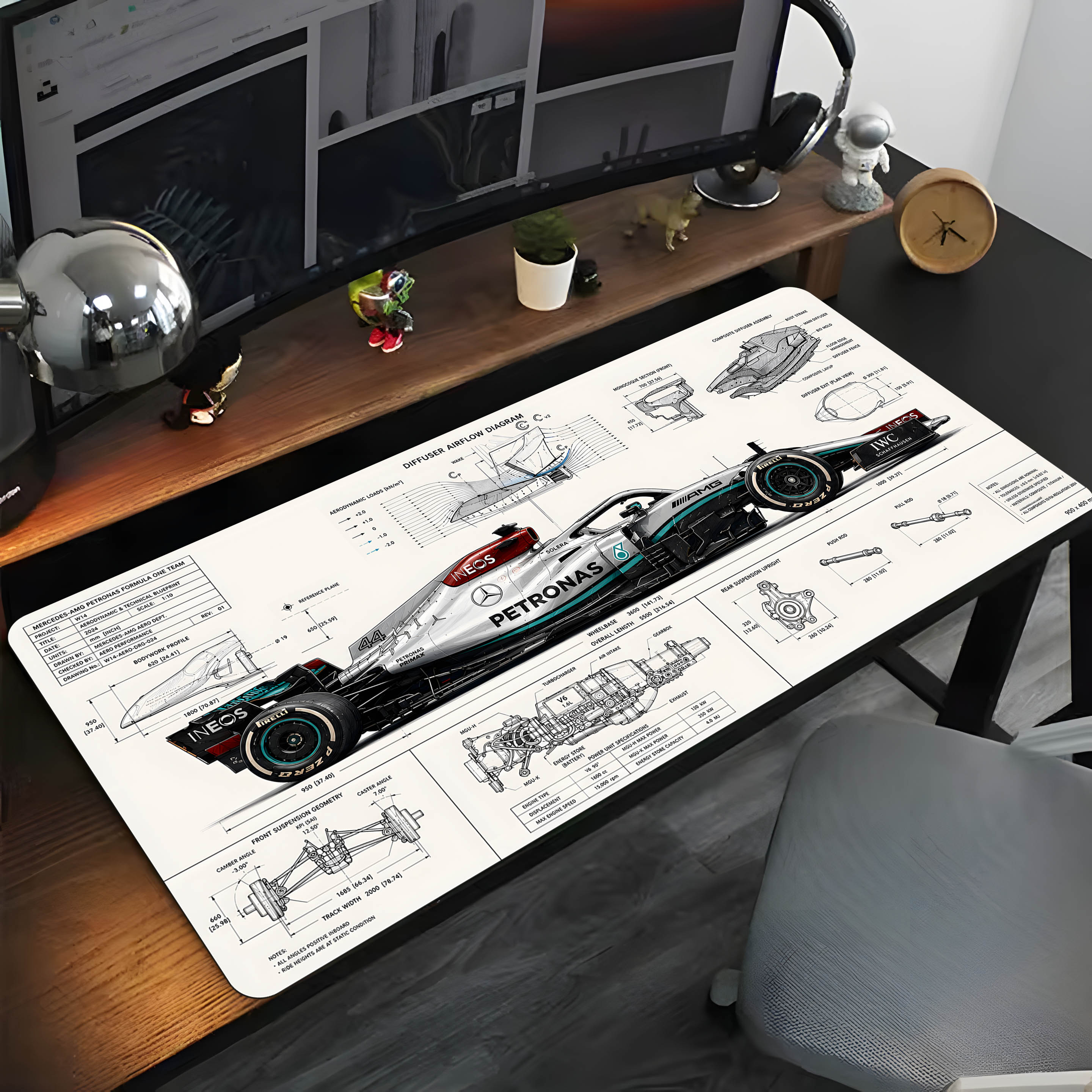 Mühendislik Harikası: F1 Teknik Blueprint Mouse Pad