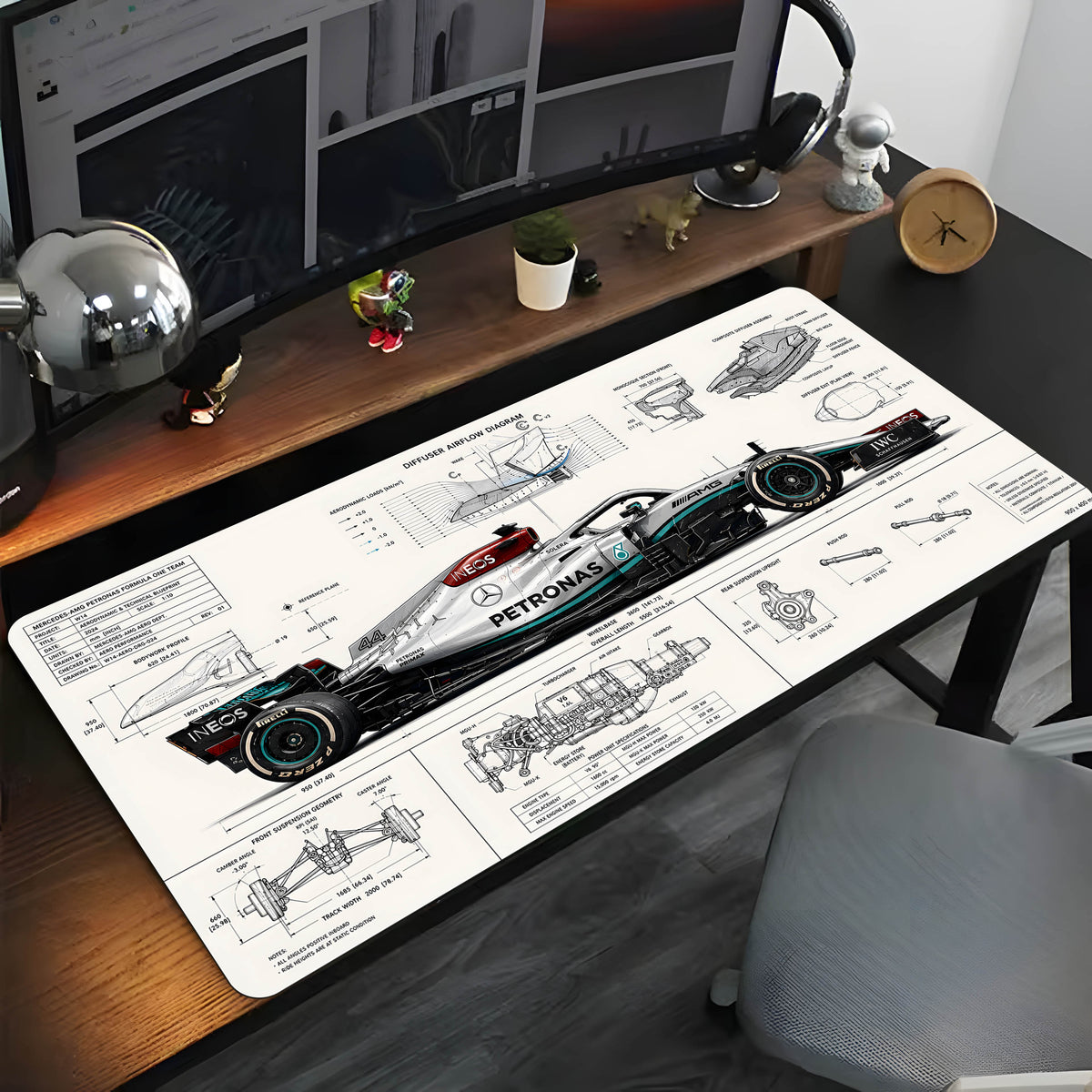 Mühendislik Harikası: F1 Teknik Blueprint Mouse Pad