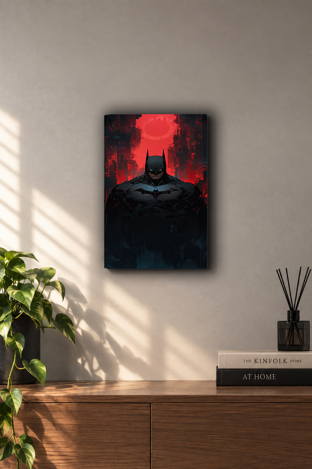 Batman Red Gotham Metal Duvar Tablosu