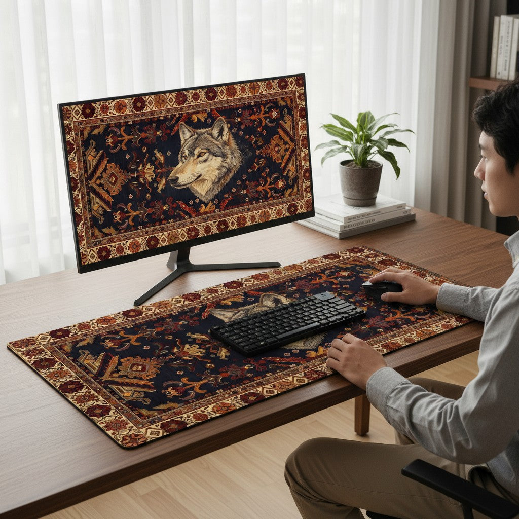 Bozkırın Ruhu: Kurt Motifli Geleneksel Mouse Pad