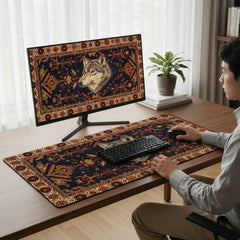 Bozkırın Ruhu: Kurt Motifli Geleneksel Mouse Pad