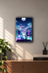 Cyberpunk Edgerunners Moonlit Night City Metal Duvar Tablosu