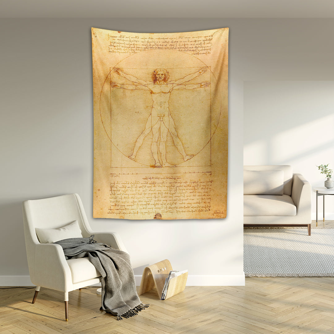 Vitruvius Adamı - Leonardo Da Vinci Duvar Örtüsü