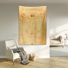 Vitruvius Adamı - Leonardo Da Vinci Duvar Örtüsü