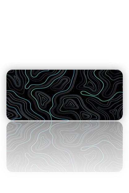 Turkuaz Topografya: Neon Hatlar Mouse Pad