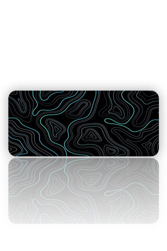 Turkuaz Topografya: Neon Hatlar Mouse Pad