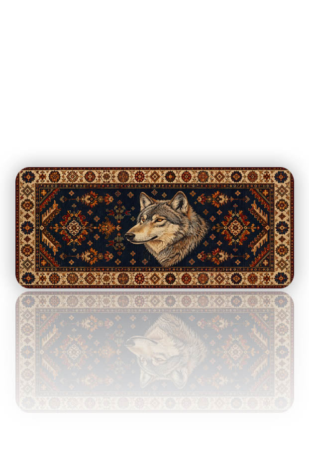 Bozkırın Ruhu: Kurt Motifli Geleneksel Mouse Pad