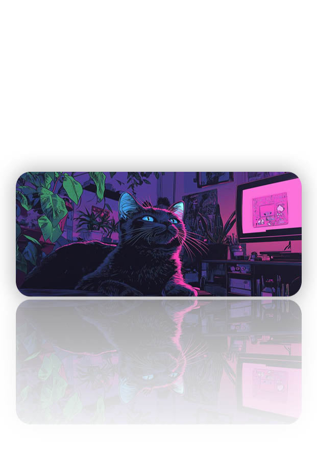Neon Kedi – Lofi Setup Mousepad