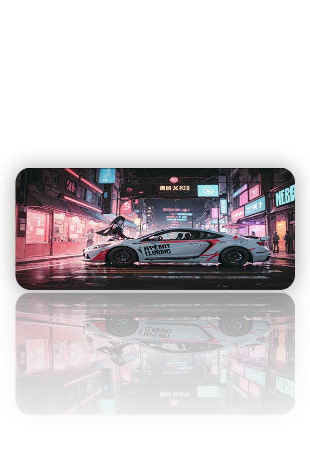 Neon Drift – Cyberpunk Anime Araba Mouse Pad