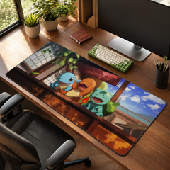 Pokemon Başlangıç Üçlüsü Mouse Pad – Bulbasaur, Charmander & Squirtle Anime Tasarım