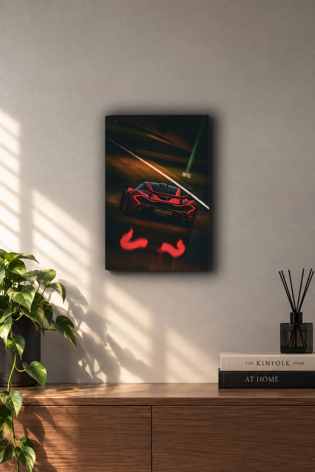 McLaren P1 Night Track Taillights Neon Reflection Metal Duvar Tablosu