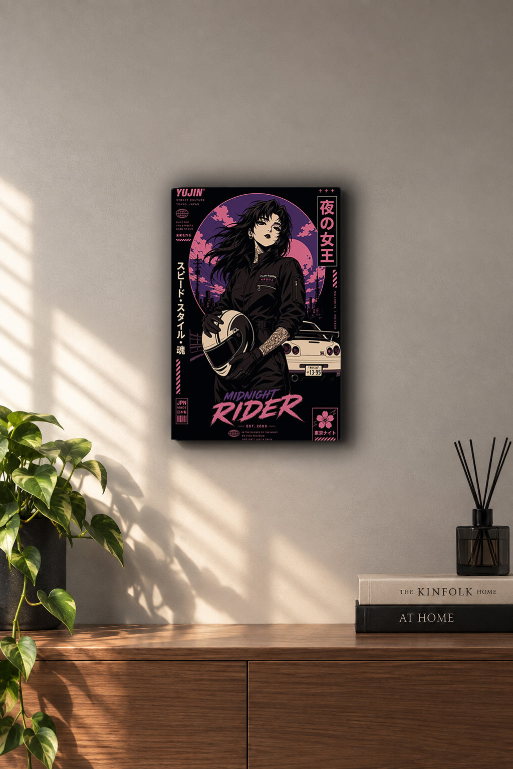 Midnight Rider Tokyo JDM Anime Girl Metal Duvar Tablosu