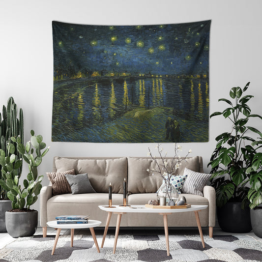 Rhone Üzerinde Yıldızlı Gece - Van Gogh Duvar Örtüsü