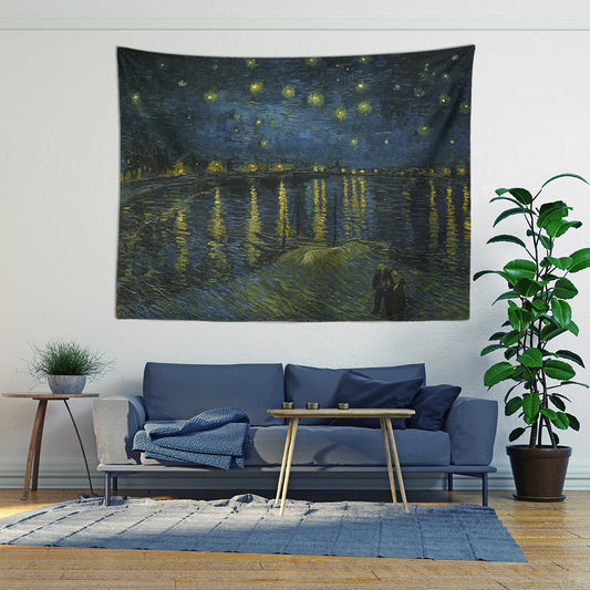 Rhone Üzerinde Yıldızlı Gece - Van Gogh Duvar Örtüsü