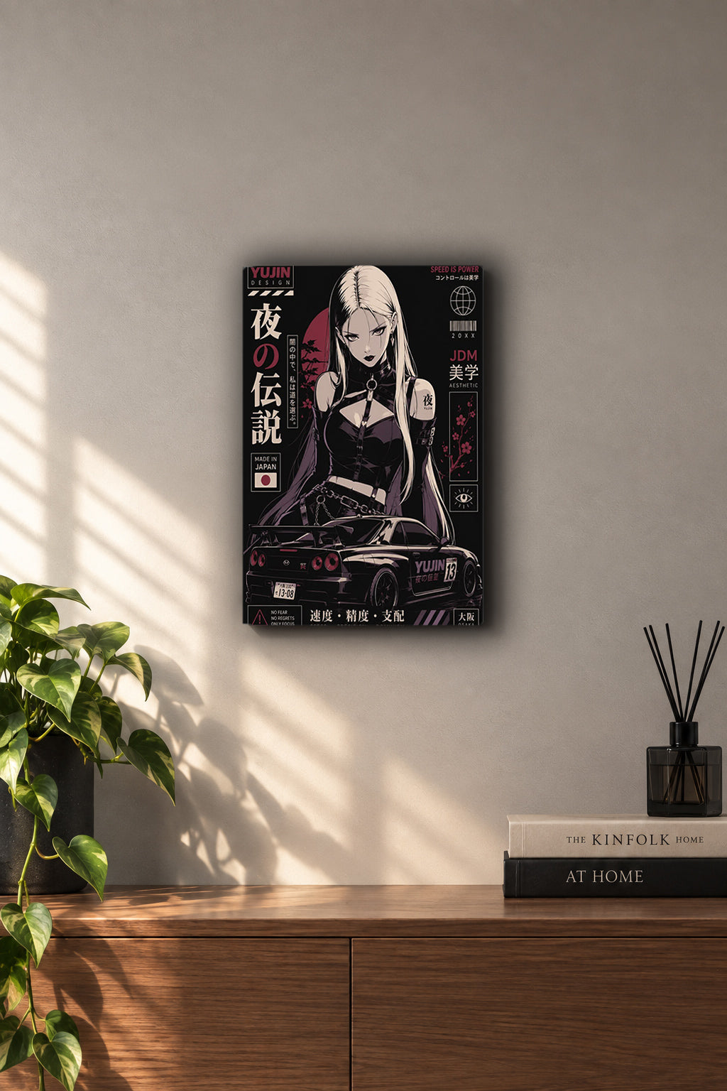 Speed Is Power JDM Cyberpunk Anime Girl Metal Duvar Tablosu