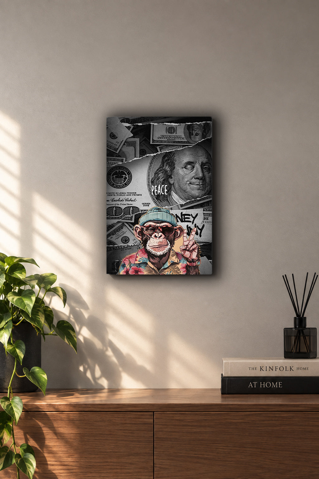 Monkey Peace & Money Metal Duvar Tablosu