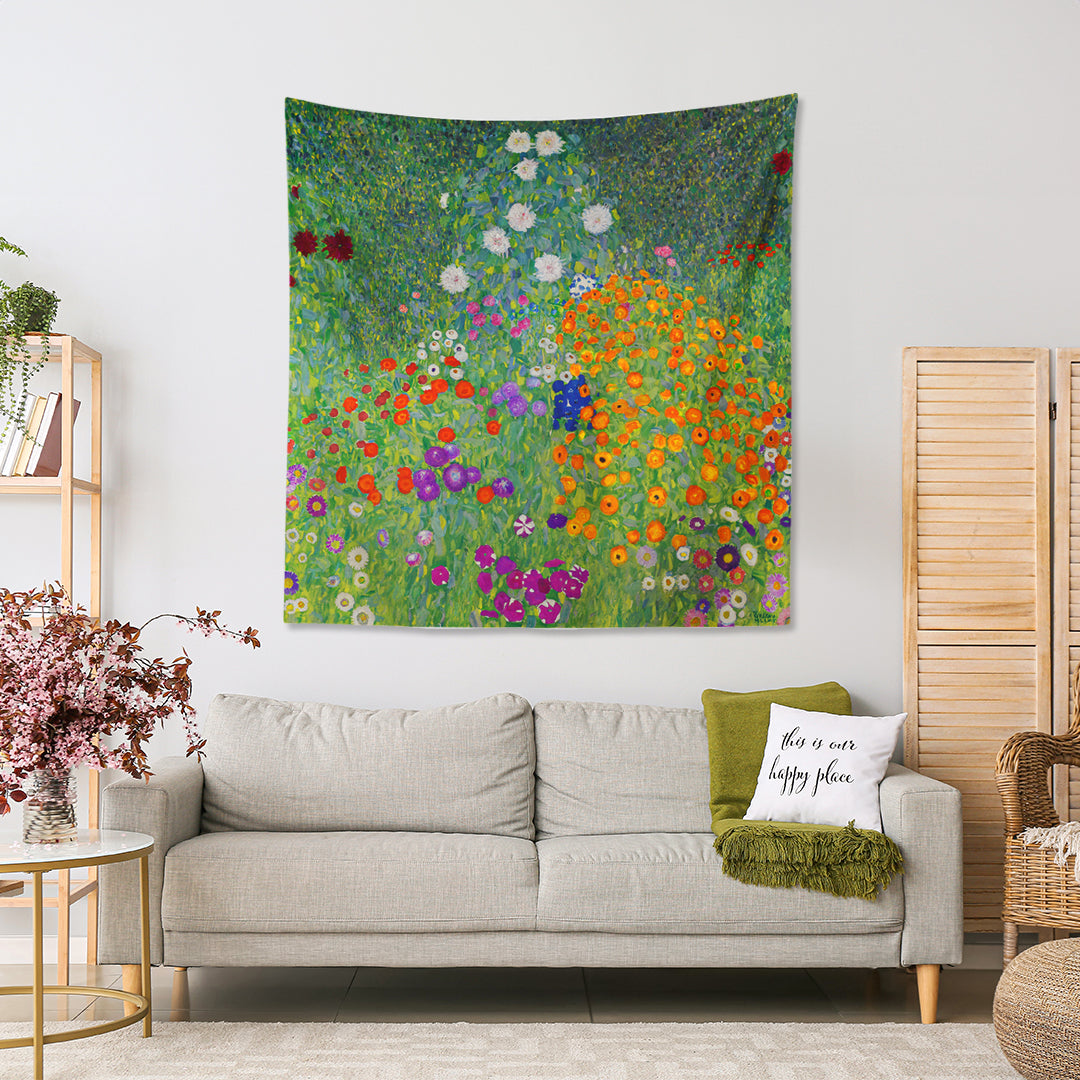 Gustav Klimt, Farm Garden with Sunflowers Duvar Örtüsü