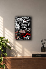 JDM Midnight Drift Manga Collage Metal Duvar Tablosu