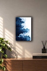 Deep Blue Abstract Wave Fluid Swirls Metal Duvar Tablosu
