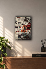 Supercars & F1 Racing Magazine Collage Metal Duvar Tablosu