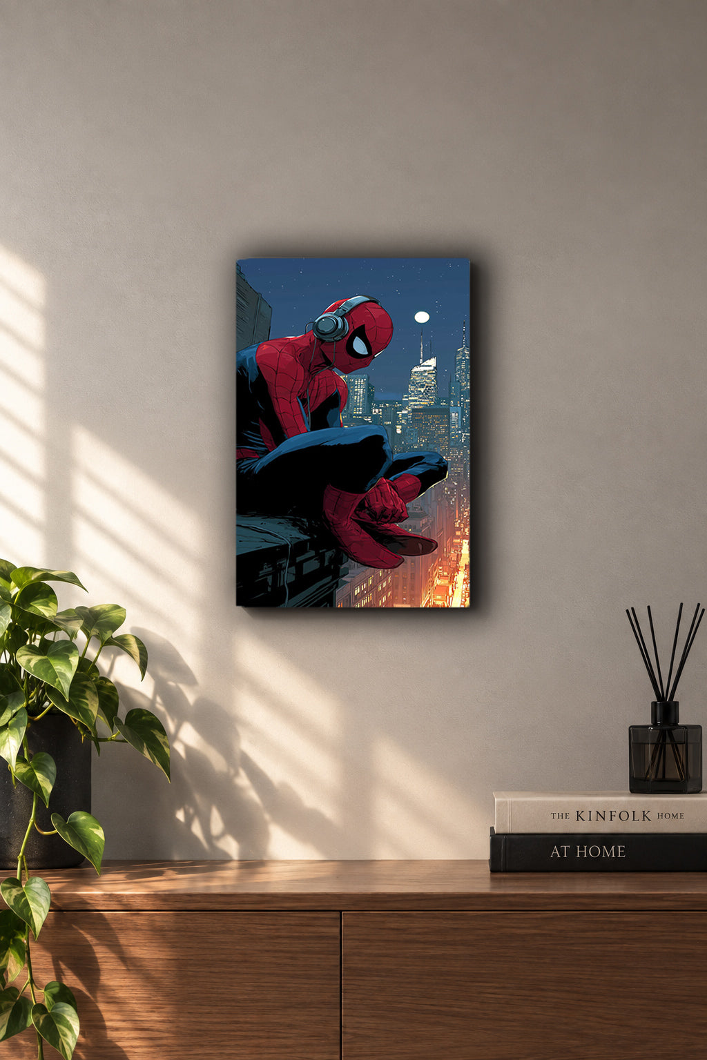 Spider-Man Chill Vibes Lofi Night Metal Duvar Tablosu