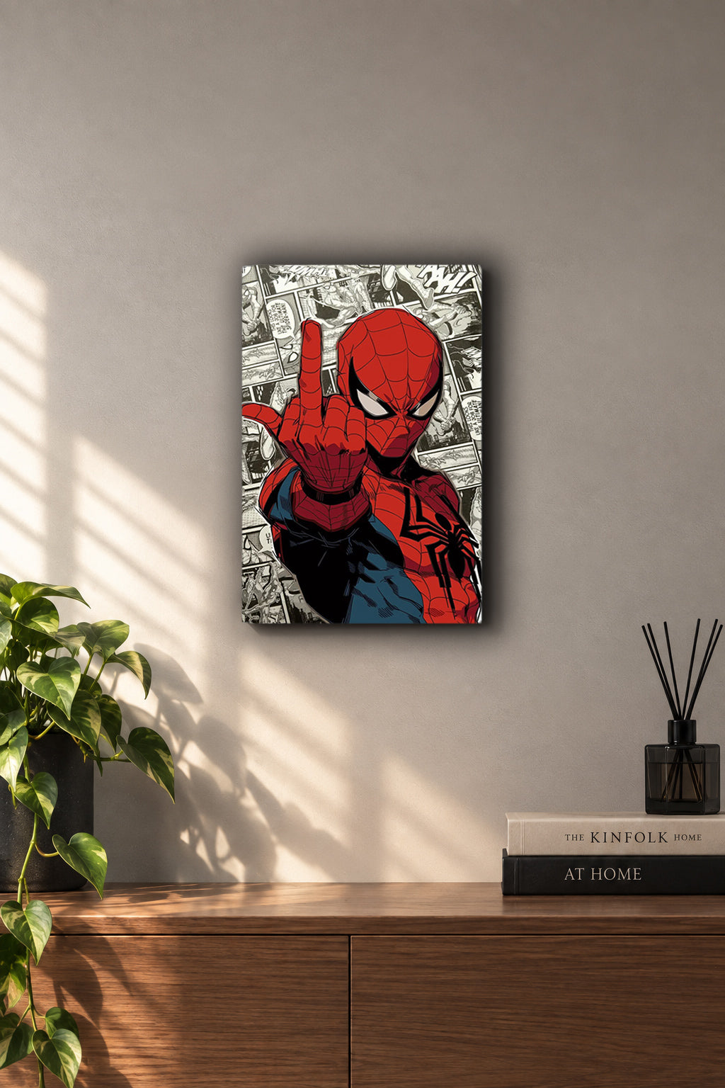 Spider-Man Middle Finger Comic Collage Metal Duvar Tablosu
