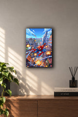 Spider-Man Pixel Art City Battle Metal Duvar Tablosu