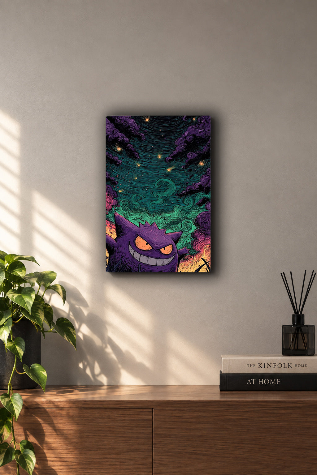 Pokémon Gengar Starry Night Metal Duvar Tablosu