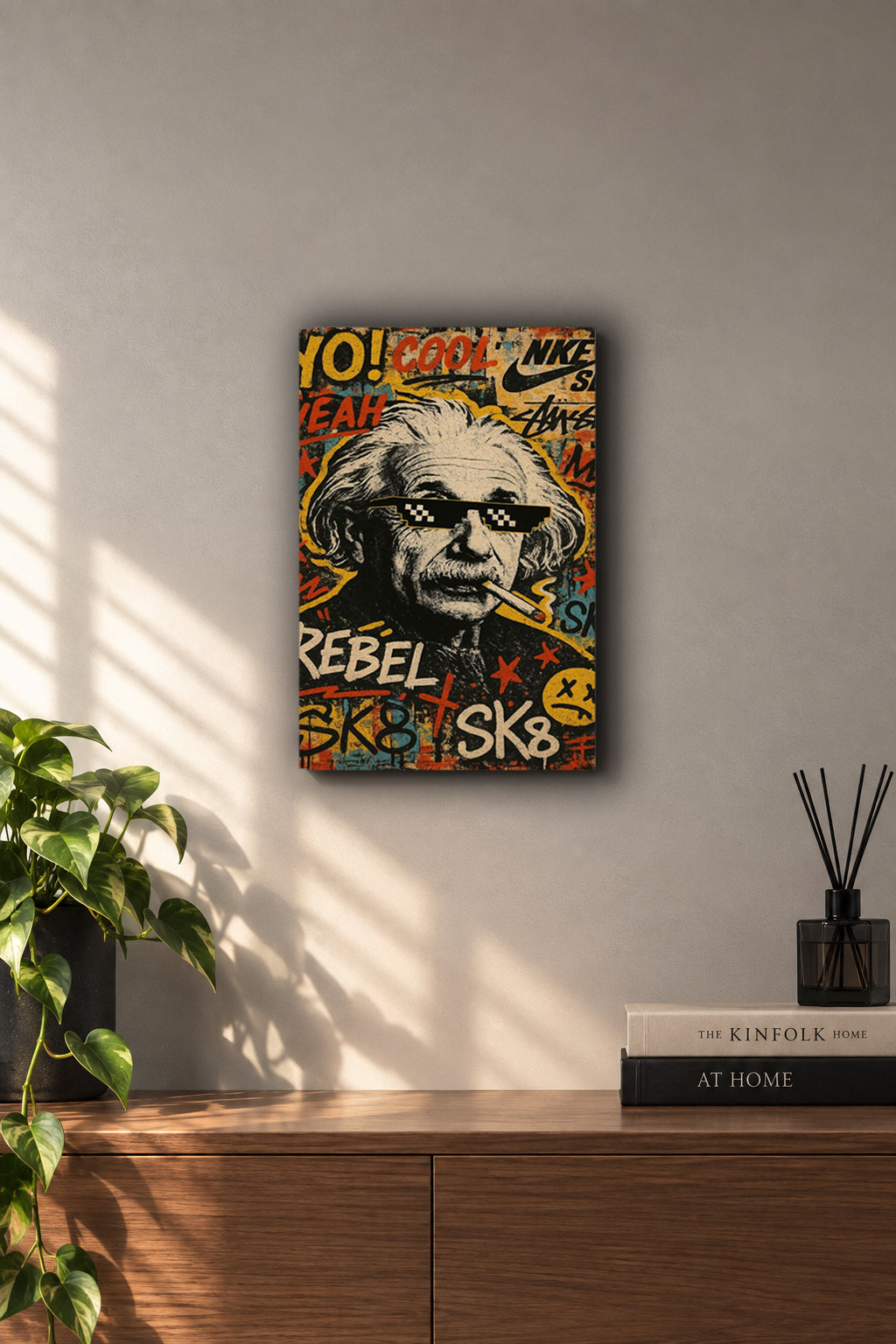 Albert Einstein Thug Life Streetwear Metal Duvar Tablosu