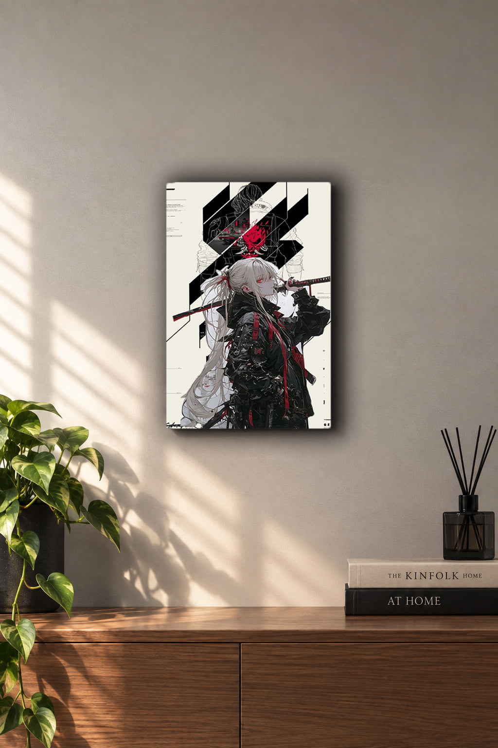 Cyberpunk Anime Katana Techwear Metal Duvar Tablosu