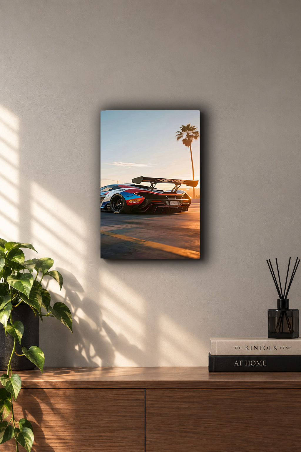 McLaren P1 GTR Sunset Palms Metal Duvar Tablosu