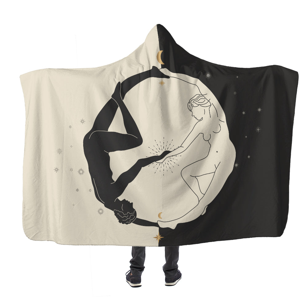 Yin Yang Lovers Kapüşonlu Battaniye