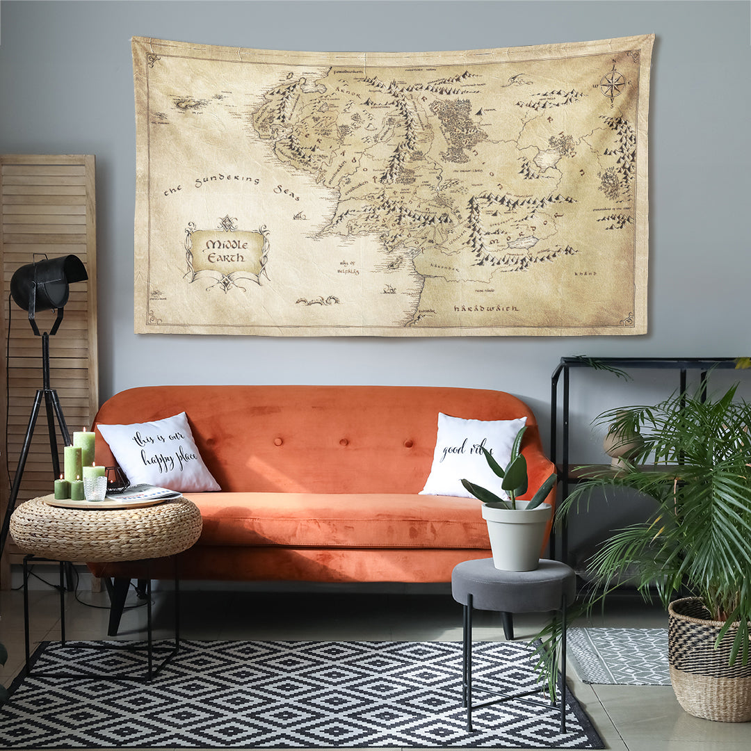 Middle Earth World Map Duvar Örtüsü