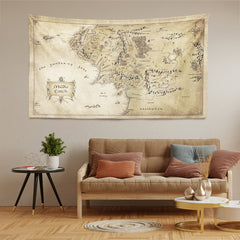 Middle Earth World Map Duvar Örtüsü